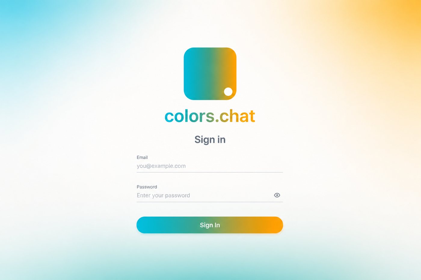 COLORS.chat sign-in screen with Spectrum Mark, gradient wordmark, and Sign In button